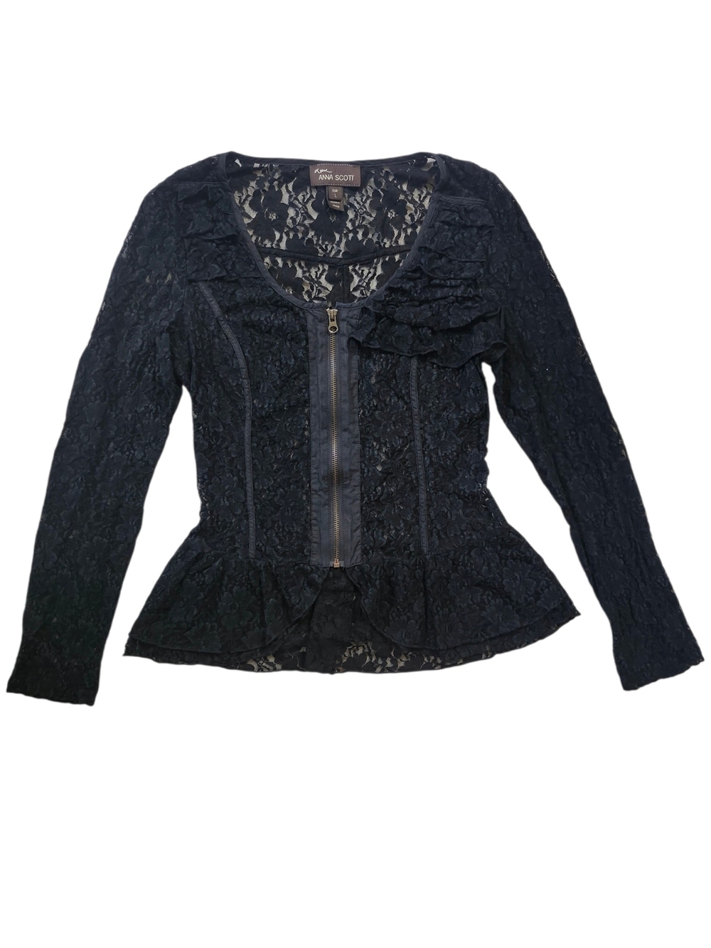 Anna Scott Black Lace Peplum Top